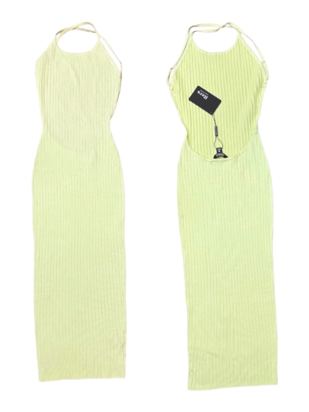 Hera Light Lime Green Stretch Backless Midi Dress
